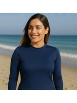 Blusa Térmica Feminina Proteção Solar UV 50 Manga Longa Segunda Pele Verão Lisa