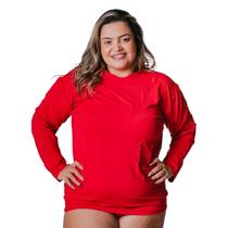 Blusa Termica Plus Size Feminina Protecao Solar Uv50 2a. Pele Vermelha