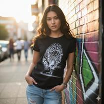 Blusa Tigre Onça Pintada Felino Camiseta Baby Look Feminina Sfm992