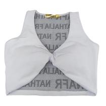 Blusa Top Cropped Com Amarração Estampada Branco