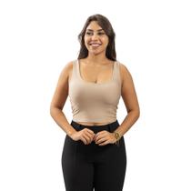 Blusa Top Cropped Suplex Alça Larga Sem Bojo Básico Moda