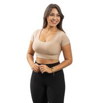 Blusa Top Cropped Suplex Com Manga Decote Quadrado E Bojo Blusa Top Cropped Suplex Com Manga Decote Quadrado E Bojo