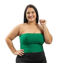 Blusa Top Cropped Suplex sem alça E Elástico Com Bojo