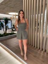 Blusa Top Feminino Costeiro Em Linho Risca De Giz