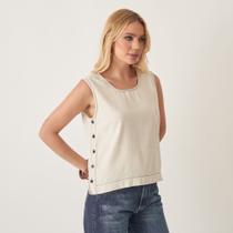 Blusa Top Linho com Botões Laterais