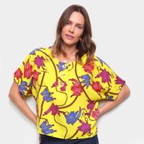 Blusa Top Moda Estampada Botões Feminina