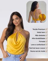 Blusa Top Multiforma Cor Amarela Tendência Copa do Mundo Seleção Cropped Blusa Top Multiforma Cor Amarela Tendência Copa do Mundo Seleção Cropped