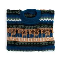 Blusa Tradicional Peruana em Lã Azul Pantone