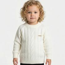 Blusa Trançada Tricô Kids Raglan Pérola