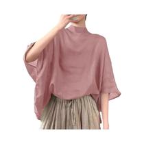 Blusa Transparente Feminina Oversize Com Manga Morcego ZANZEA, Túnica Assimétrica Com Gola Alta