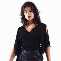 Blusa Transpassada Lisa Baby Look Moderna Style Feminina