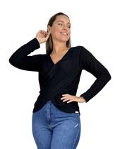 Blusa Transpassada Premium Amamentação Gestante Grávida Amamentar Pós Parto Manga Longa