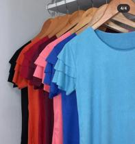 Blusa três marias feminina manga curta suede