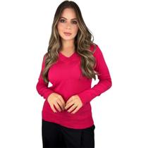 Blusa Trico Basica De Frio Feminina Decote V Manga Longa