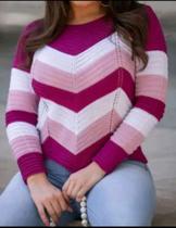 Blusa Tricô cor rosa listrada feminina Tamanho M Blusa Tricô cor rosa listrada feminina Tamanho M