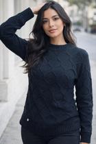 Blusa Tricô Feminina Premium Conforto e Estilo - Tamanho M - Cor Preto Blusa Tricô Feminina Premium Conforto e Estilo - Tamanho M - Cor Preto