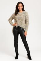 Blusa Tricô Feminino Colorido Franja Lateral