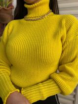 Blusa tricô gola alta punho cerrado, verde lima Blusa tricô gola alta punho cerrado, verde lima