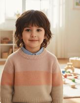 Blusa Trico Infantil listrado meninas com Pelinho manga comprida gola redonda Aconchegante Inverno casaquinho de frio sueter inverno antialérgico Blusa Trico Infantil listrado meninas com Pelinho manga comprida gola redonda Aconchegante Inverno casaquinho de frio sueter inverno antialérgico