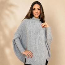 Blusa tricô inverno poncho de tricot mousse SKU 277
