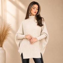 Blusa tricô inverno poncho de tricot mousse SKU 277