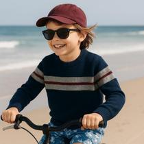 Blusa Tricô Kids Infantil Casaco Lã gola redonda Suéter Listrada manga longa - Cor Bege e Branco - Tamanho 10 Blusa Tricô Kids Infantil Casaco Lã gola redonda Suéter Listrada manga longa - Cor Bege e Branco - Tamanho 10