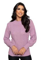 Blusa Trico Lã Feminina Manga Longa Detalhada