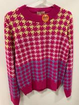 Blusa Tricô ,manga longa,estampa Pied Poule Feminino Blusa Tricô ,manga longa,estampa Pied Poule Feminino
