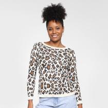 Blusa Tricô Mercatto Animal Print Onça Feminina