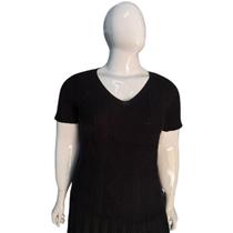 Blusa Trico Modal Plus Size Decote V Manga Curta Lancamento Verao Tam G - Giuliana Marques Tricot