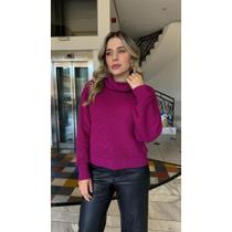 Blusa Tricoô Manga Longa Tendência Gola Boba Fang Moda Blogueira