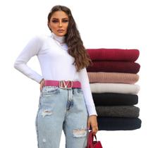 Blusa Tricot Basica Gola Alta Premium Feminino Lisa Inverno Blusa Tricot Basica Gola Alta Premium Feminino Lisa Inverno