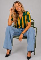 Blusa Tricot Brasil Gola Polo Verde e Amarelo Salvatore Blusa Tricot Brasil Gola Polo Verde e Amarelo Salvatore