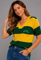 Blusa Tricot Brasil Listrada Verde e Amarelo Amarelo Salvatore