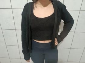 Blusa tricot c/ 2 peças preta amorelie
