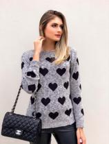 Blusa tricot coração multiplos - stylo modas Blusa tricot coração multiplos - stylo modas
