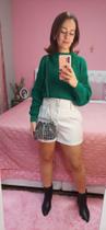 blusa tricot cropped - moda feminina - tricot inverno verde bandeira