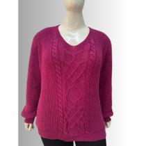 Blusa Tricot Decote V Elegante Confortável Moda Plus Size Tam G4