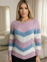 Blusa Tricot Detalhe Zig Zag Manga Longa Blusa Tricot Detalhe Zig Zag Manga Longa