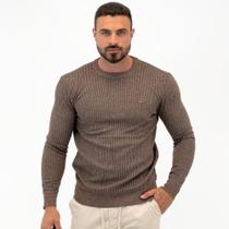 Blusa Tricot Dixie Canelada Jacquard Gola Redonda Masculina Blusa Tricot Dixie Canelada Jacquard Gola Redonda Masculina