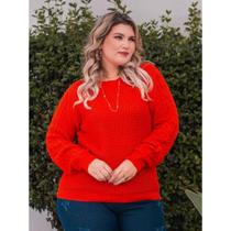 Blusa Tricot Feminina Plus Size Elegante Tricô Tam EXXG G4 Blusa Tricot Feminina Plus Size Elegante Tricô Tam EXXG G4