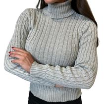 Blusa Tricot Feminina Sueter Manga Longa Trançada Gola Alta Blusa Tricot Feminina Sueter Manga Longa Trançada Gola Alta