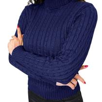 Blusa Tricot Feminina Sueter Manga Longa Trançada Gola Alta Blusa Tricot Feminina Sueter Manga Longa Trançada Gola Alta