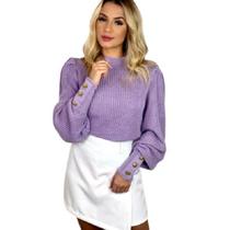 Blusa Tricot Feminino Botões Blogueira Papilloo