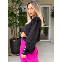 Blusa Tricot Feminino Botões Blogueira Papilloo