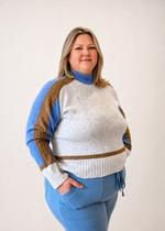 Blusa Tricot Fio Mousse Tricolor Inverno Feminina Plus Size Blusa Tricot Fio Mousse Tricolor Inverno Feminina Plus Size