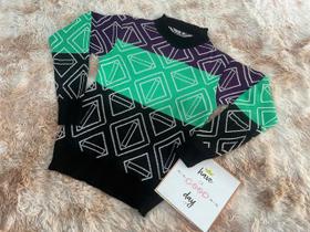 Blusa Tricot Geometrica Manga Longa