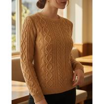Blusa Tricot Gola Redonda Bolinhas Elegante Moderna Lançamento Plus Size Tam GG