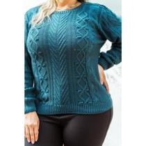 Blusa Tricot Gola Redonda Bolinhas Elegante Moderna Lançamento Plus Size Tam GG