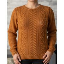 Blusa Tricot Gola Redonda Bolinhas Elegante Moderna Lançamento Plus Size Tam GG